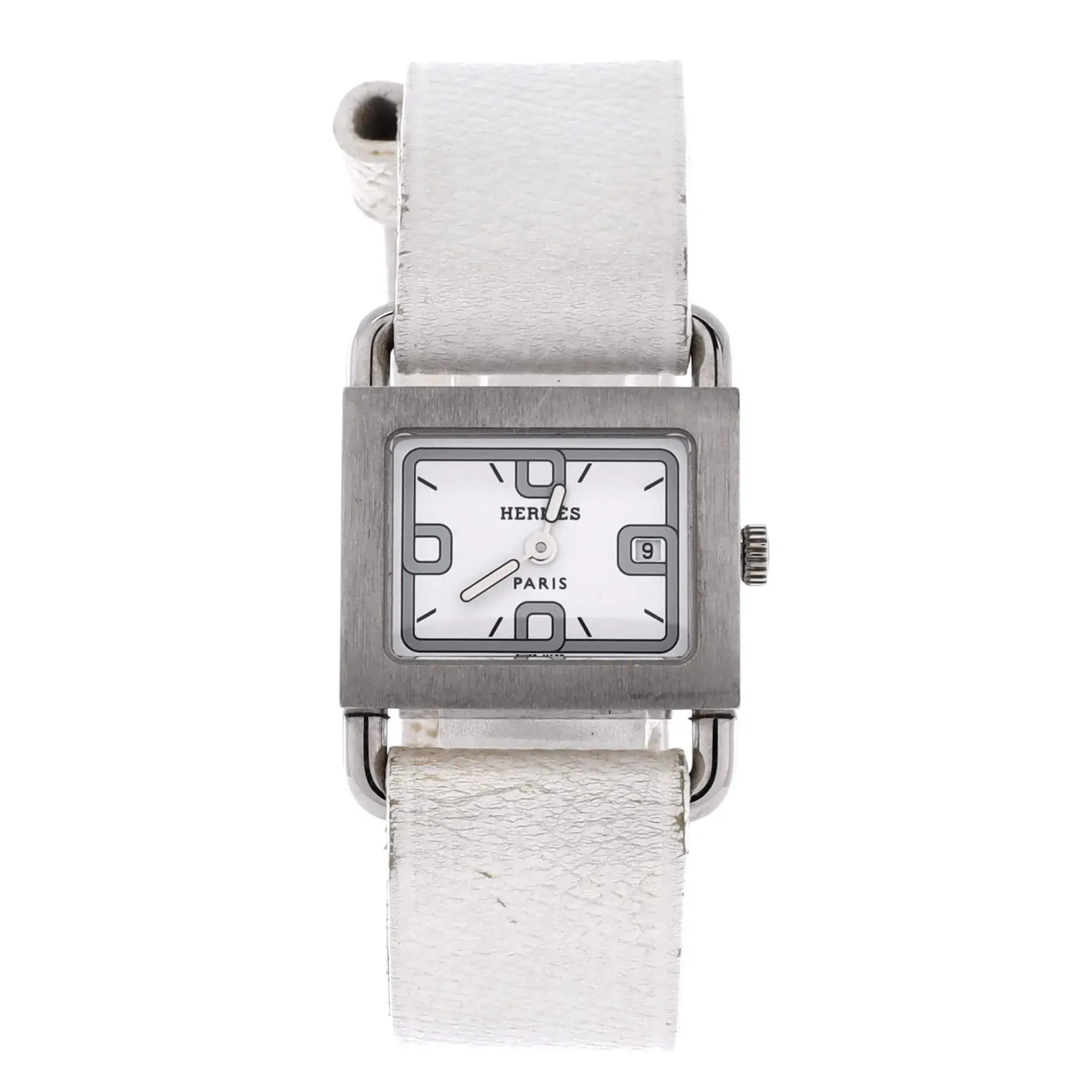 Pre-owned Hermes Barenia Quartz Watch Stainless Steel and Leather 21 by Rebag