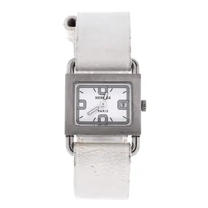 Pre-owned Hermes Barenia Quartz Watch Stainless Steel and Leather 21 by Rebag