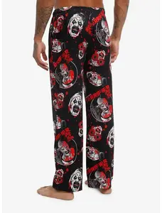 Terrifier 2 Art the Clown Pajama Pants – Horror Movie Fan Lounge Sleepwear, Comfortable Loose Fit All-Season Sleep Bottoms
