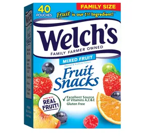 Fruit Snacks, Mixed Fruit Snack Box, Gluten Free, 0.8oz Snack Packs (Pack of 40)