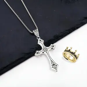 2026 New Crown Cross Necklace for Men Women,Personalized,Versatile,Elegant Cross Pendant Necklace,Faith Gift,Christian Gift