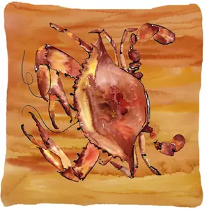 Carolines Treasures  14 x 14 in. Crab Decorative Fabric Pillow, Polyester Fabric, Crab Motif