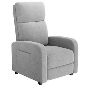 Garvee Recliner Chair for Adults, Lazy Reclining Chair Ergonomic Adjustable Single Sofa Enhanced with Side Pocket, Tall Back, Wide Arms & Padded Seat, Home Theater Seating for Living Room