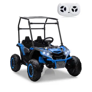 GARVEE 2 Seater Electric Off-Road UTV Truck with 24V 7AH Battery, 4x200W Powerful Engine, Forward & Reverse Functions, Remote Control, Soft Start, 4 Wheeler, Lights, and Music in Blue