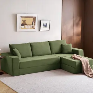 Linsy Home 110" 4-In-1 Convertible Sectional Cloud Couch for Living Room, Modular Sleeper Sofa Bed with 2 Pillows, No Assembly Required, Green LINSY HOME