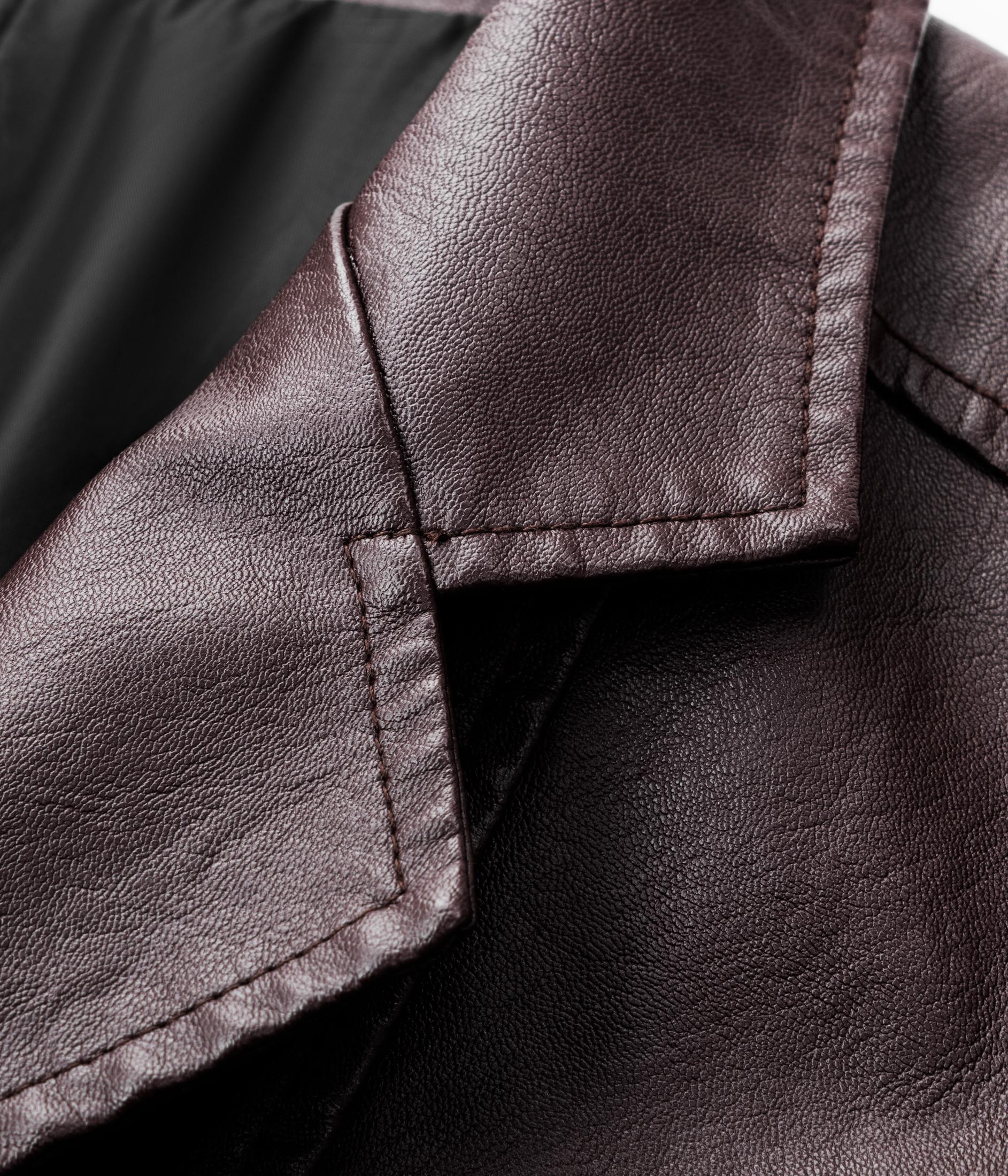 Men's Chic Faux Leather Slim-Fit Double-Button Blazer - Plain, Do Not Iron Business Casual Menswear for All-Seasons Commuting
