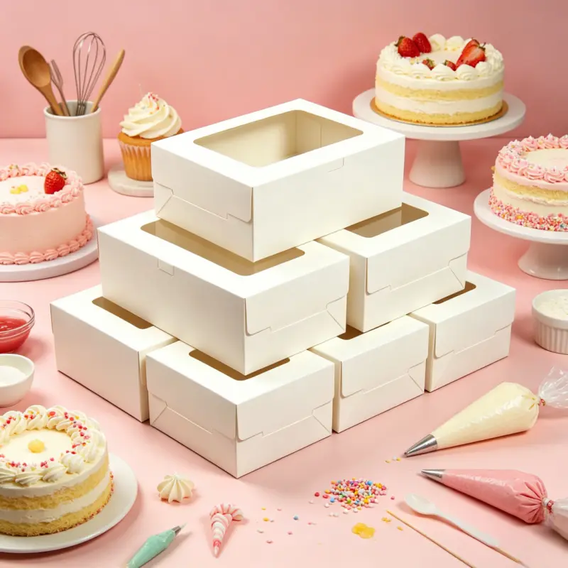 20/15/10/5/1pcs Square Transparent Window Cupcake Boxes, Minimalist White Cardboard 2/4/6 Cavity Muffin Dessert Containers.needoh.paper plates