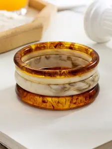 4pcs Vintage Resin Bracelets, Marble Texture Bangle, Simple High-End Style, Perfect for Daily Wear and Summer Beach Play