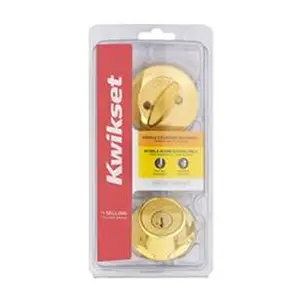 Kwikset 5041062 Smart Key Security Metal Single Cylinder Deadbolt, Polished Brass