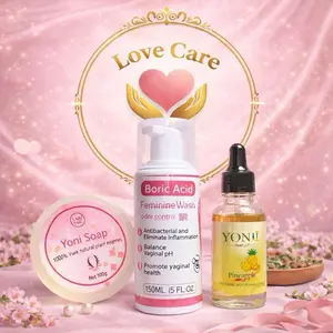 Love Care Feminine Hygiene Set – Wash Soap & Oil Combo Set 3 with Yoni Soap 100g Boric Acid Wash 150ml Pineapple Oil