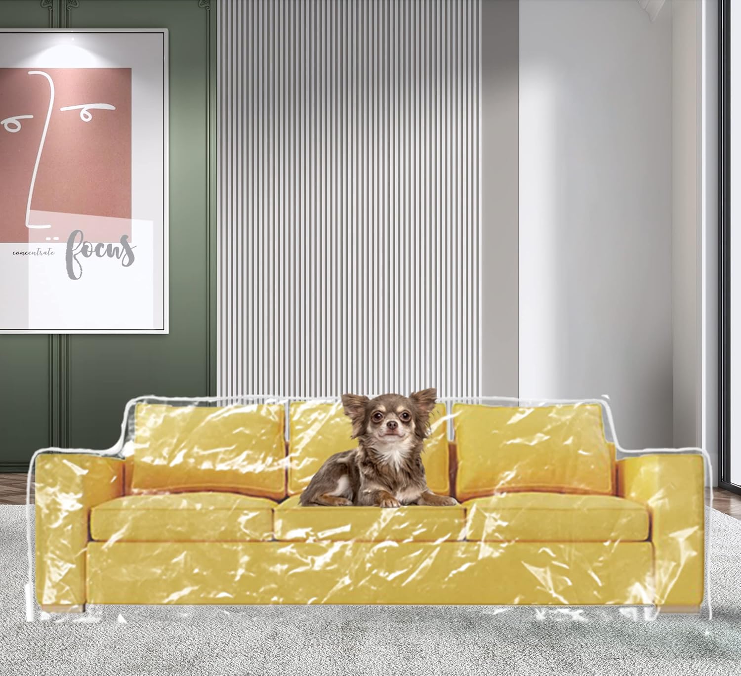 Wokire Plastic Loveseat Cover - 84" W x 40" D x 36" RH x 18" FH - Heavy Duty Vinyl, Waterproof, Slipover - Protects Pets Scratches