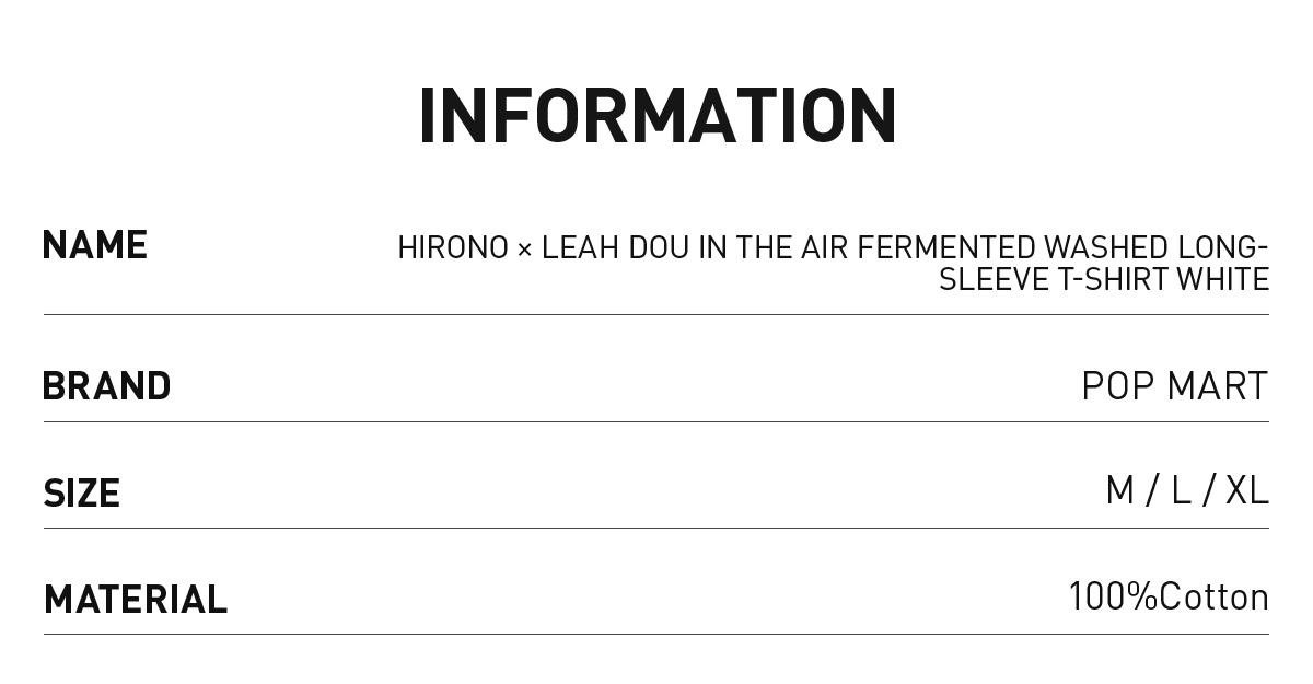 POP MART Hirono × Leah Dou In the Air Fermented Washed Long-Sleeve T-Shirt White