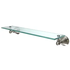 212 MAIN Governor Glass Shelf - Satin Nickel, Solid Brass, Wall Mount Bathroom Decor Shelf for Home Bathroom Supplies