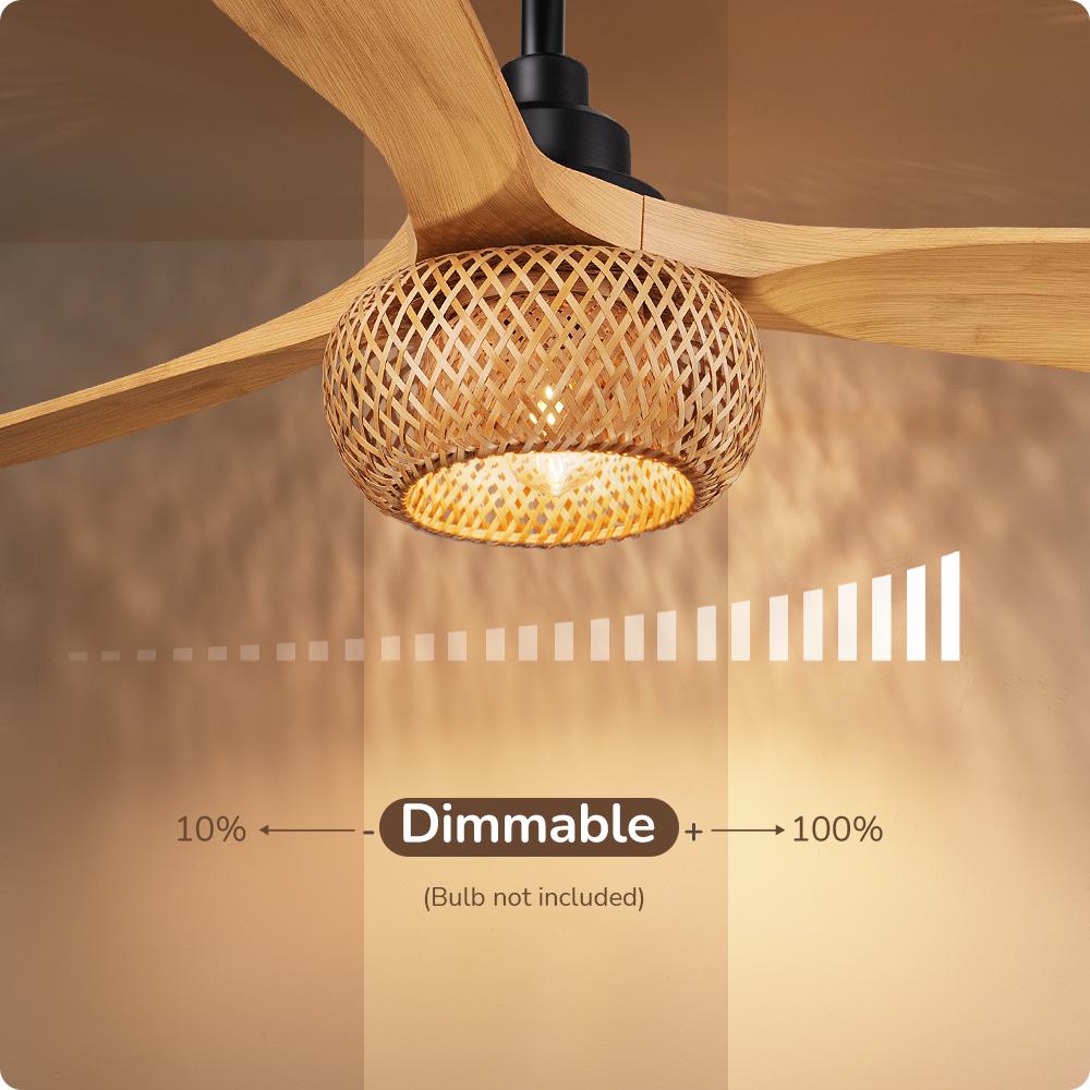 EDISHINE 52“ Boho Ceiling Fans with Lights, Wickerwork Cage, Timer & Remote Control, 6 Speeds, Indoor Noiseless Rattan Lighting & Ceiling Fans for Living Room, Bedroom, Dining Room-HCFF01A EDISHINE 52“ Boho Ceiling Fans with Lights, Wickerwork Cage, Timer & Remote Control, 6 Speeds, Indoor Noiseless Rattan Lighting & Ceiling Fans for Living Room, Bedroom, Dining Room-HCFF01A
