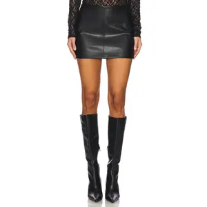 superdown Haydenn Faux Leather Mini Skirt in Black