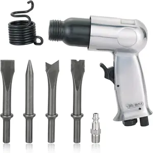 150mm Air Hammer Kit with 4 Chisels & Quick Change Retainer, 4500 BPM Short Barrel Pneumatic Hammer, Air Shovel Tool for Automotive, Metal, and Masonry Work