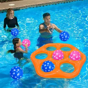 Hexagonal Inflatable Pool Game Set, Includes 6 Balls, Floating Water Toys, Water Playset, Perfect for Summer Fun, Ideal for Outdoor Play