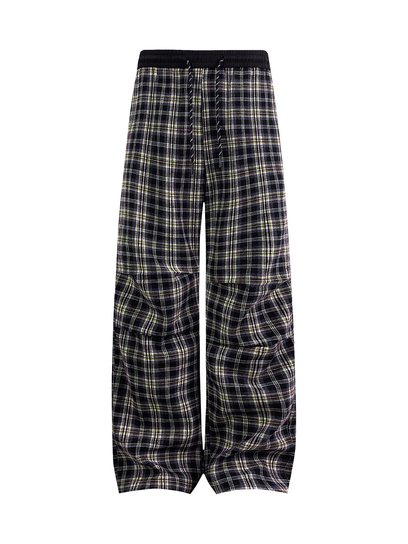 CCCMAI Men's plaid drawstring pants, soft and comfortable four-season lounge pants with an elastic waistband, versatile everyday warm bottoms for both men and women