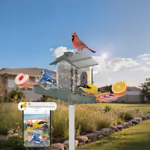 Bird Feeder Camera and Bath, Hummingbird Feeder Camera, Dual-Lens 2K HD Video, AI Bird Identification, Solar Powered, Instant Alerts, IP66 Weatherproof for Backyard Outdoors,Ideal Gift for Bird Lover