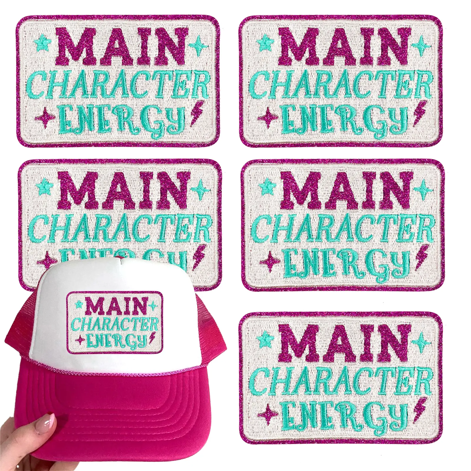 CY 5PCS Iron on Patches Tucker Hats Funny Phrase Embroidered Appliques DIY Accessories for Clothing Bags Jackets Jeans Backpacks