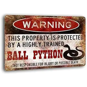 Ball Python Sign,Funny Metal Signs,Ball Python Accessories,Snake Warning Sign Metal Sign 8 x 12 inches