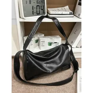 1pc Men's single shoulder tote bag, solid color crossbody bag, Casual crossbody bags, Minimalist shoulder bag, Everyday crossbody bag, zipper closure, fashionable and versatile, suitable for daily gatherings, shopping, short trips