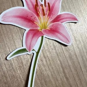Pink Tigerlily Flower Sticker, Laptop Water Bottle Decal Sticker