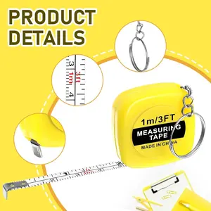 Mini Tape Measure Keychain, Retractable Pocket Ruler, & Silver Color, Ideal for Construction, Parties, Gifts, Father's Day, Engineers
