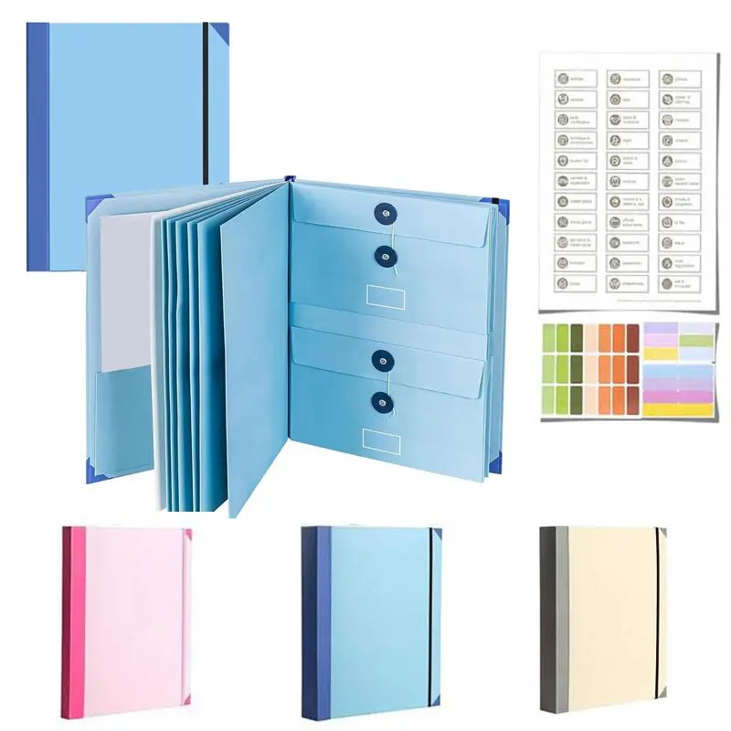 Accordion File Organiser Bag, Manila Pocket Folder For Passports, Birth Certificates And Important Documents, New 2026 Thicker Version, Office And Home Use With Labelled Storage Folder.