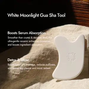 Handmade Natural White Moonlight Gua Sha Tool - Premium Porcelain Facial Massage Tool for Boosting Glow, Detoxifying, and Enhancing Serum Absorption