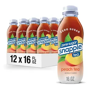 Snapple Zero Sugar Peach Tea, 16 fl oz recycled plastic bottle (Pack of 12), Beverage