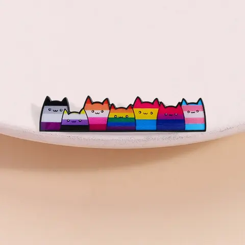 Rainbow Cat Badge, Lgbtq+ Pride Design, Inclusive Social Advocacy Accessory Supporting Equality And Acceptance, Backpack Daily Decoration, Lgbt Community Gift, Love Friendship, Alloy Brooch Pin
