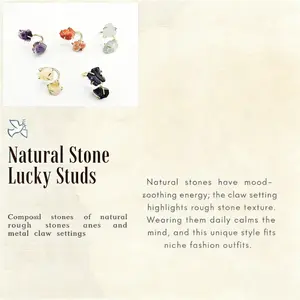 Stylish and minimalist natural rose quartz and amethyst double four-prong fixed ring, multi-color adjustable ring