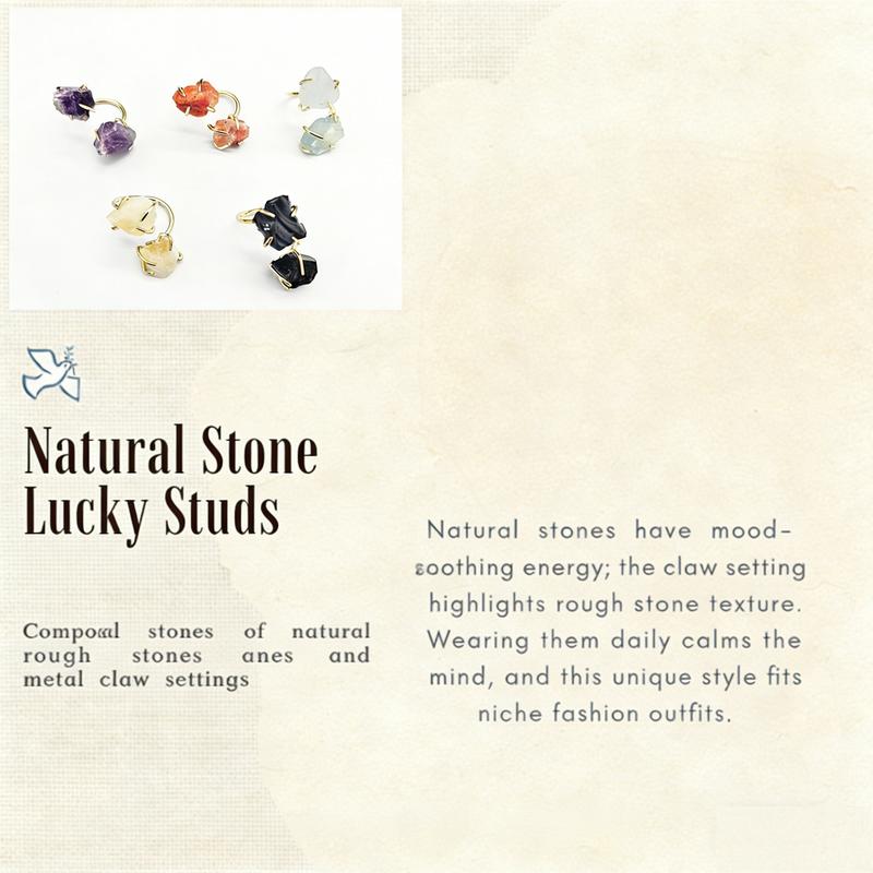 Stylish and minimalist natural rose quartz and amethyst double four-prong fixed ring, multi-color adjustable ring