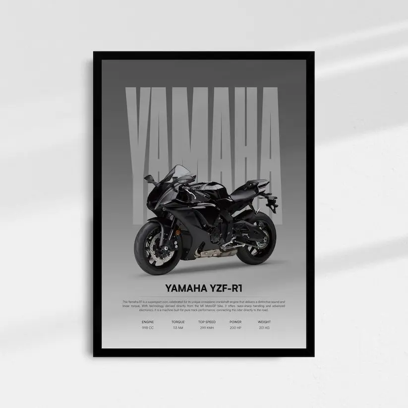 YZF R1 Motorcycle Poster Sportbike Wall Art Racing Bike Print Biker Gift Garage Decor Motorcycle Lover Room Decor