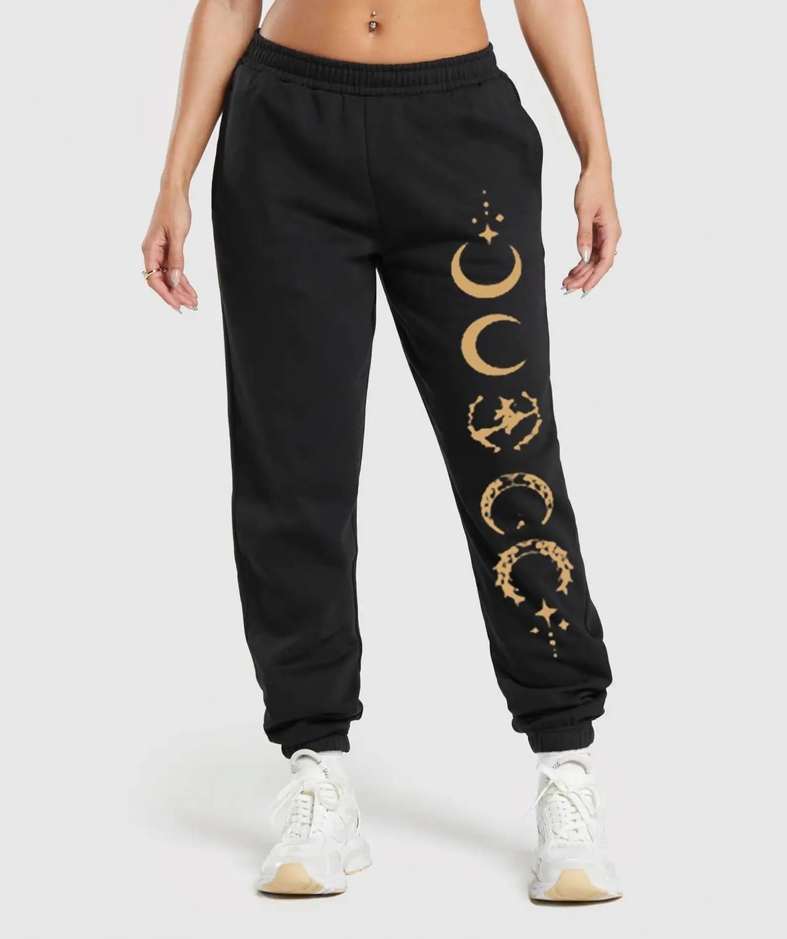 Minimal Moon Phase Sweatpants, Celestial Aesthetic Joggers, Soft Unisex Pants, Witchy Lunar Cycle Streetwear, Graphic Sweatpants