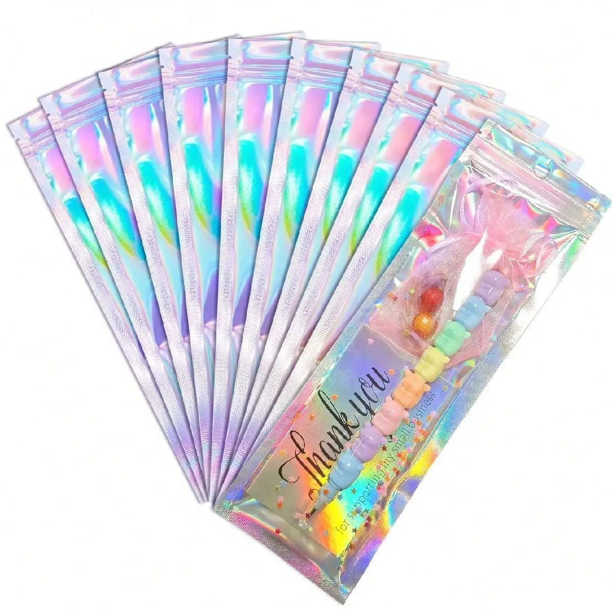 Glitter Gift Bag, 100pcs/set Reusable Sealable Bag with Sticker, Gift Wrapping Supplies for Lip Gloss, Jewelry, Cosmetic, Candy