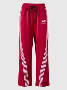 Unisex Striped Print Drawstring Waist Sweatpants, Casual Comfy Breathable Jogger Pants for Daily Wear, Unisex Bottoms for All Seasons, Athleisure Pants