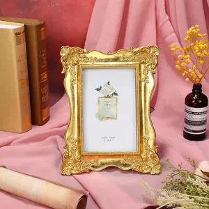 4x6 Vintage Photo Frame, European French Decorative Resin Frame with Stand and Hook, Ideal Gift for Desktop Wall Home Office Art Display