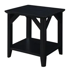 Winston End Table with Shelf Black - Breighton Home: Rustic Square Side Table, Two-Tier Storage