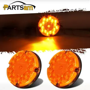 Partsam 2Pcs 7" Round LED Trailer Tail Lights 17 LED Waterproof LED Park Turn Signal Flasher Lights with Waterproof Gaskets for Truck Trailer RV UTE UTV BUS Stepvans 10V-30V