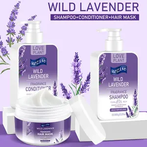 ROZINO Wild Lavender Shampoo Conditioner & Hair Mask Set - Moisturizes Protects Color Adds Shine for Fluffy Healthy Hair Care Routine