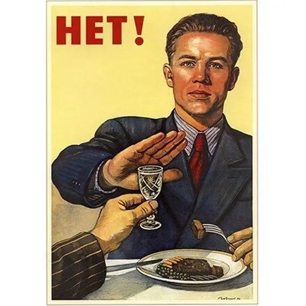 vintage soviet poster HET OR NO TO DRINKING political sobriety 24x36