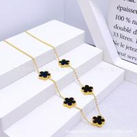 Five-flower Double-Sided Necklace Black