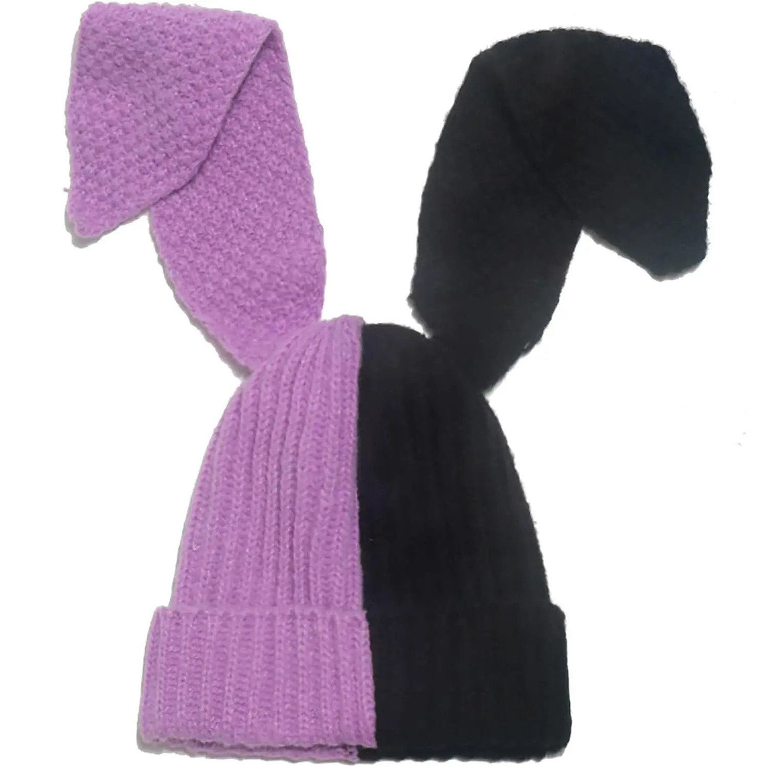 Women Knit Beanie Hats Cute Bunny Long Ears Grunge Hat Winter Warm Slouchy Crochet Cap