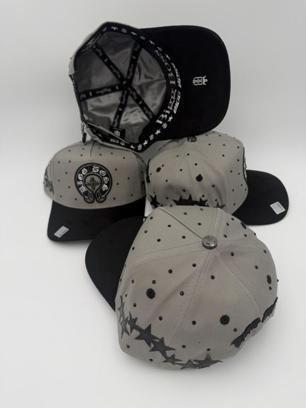 Bigg Boss Gorra Herradura Color Gris Snapback Hat with Star Embroidery and Black Brim