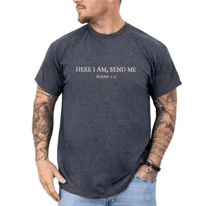 MAPTEES Here I Am Send Me Graphic Tee, Isaiah 6:8 Bible Verse T-shirt For Men, Christian Missionary Shirt, Faith Driven Men Tee