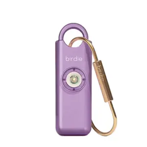 Birdie Purple Birdie Alarm Keychain with Gold Carabiner and Circular Design Feature
