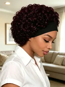 6 Inches Pixie Cut Wigs with Headband, Curly Human Hair Short Pixie Headband Wigs for Women, Stylish and Versatile Hairstyle