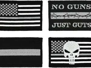 Thin Grey-Gray Line American Flag Patch 4-Pack, Correctional Officer, 2x3 inch, Hook and Loop Fastener/Backing, Tactical Accessory for Clothing-Jackets-Hats-Backpacks